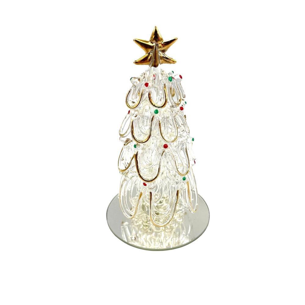 22 Karat Gold UG Hand Spun Sculpted Glass Christmas Tree 22k Gold